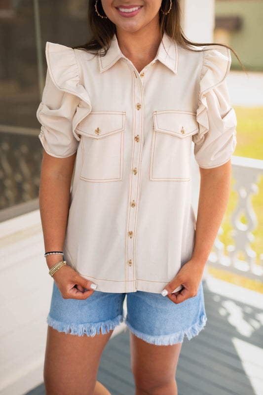 The Veronica Top in Cream