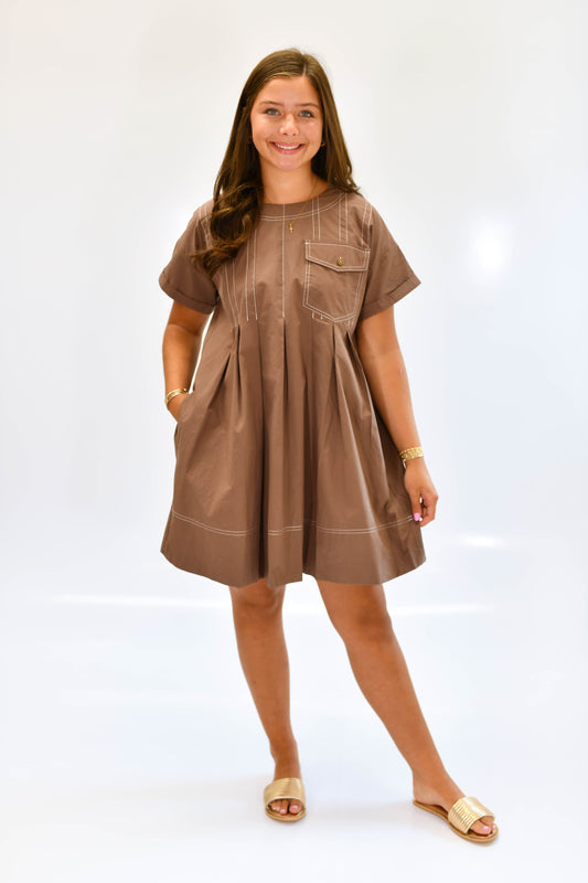 The Claire Dress in Mocha