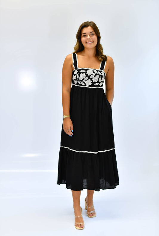 The Harbor Bloom Dress in Balck