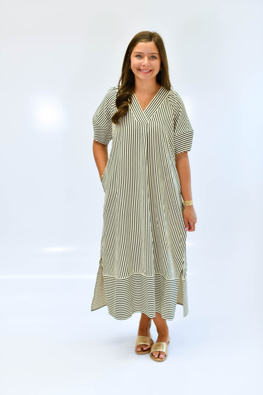 The Owens Stripe Dress in Black