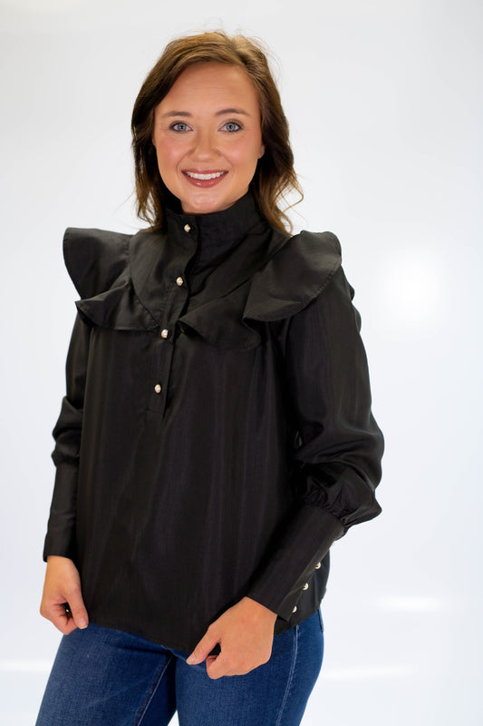 The Honey Ruffle Top-Black