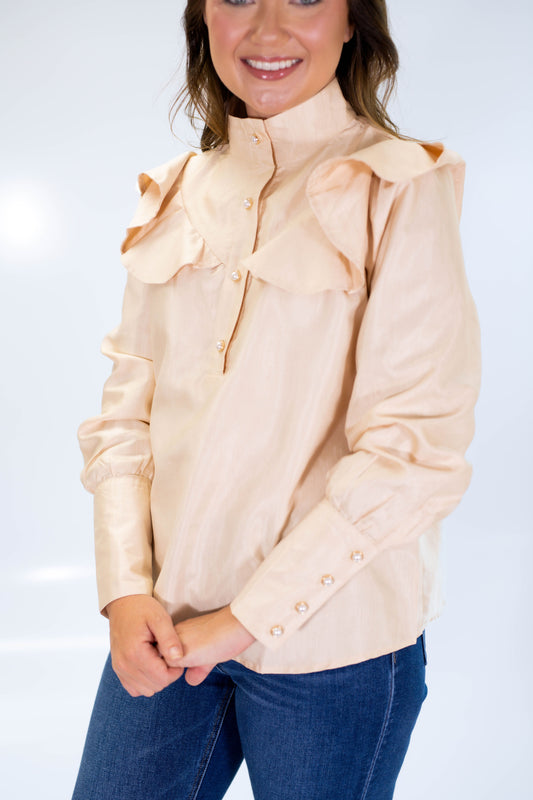 The Honey Ruffle Top-Champagne