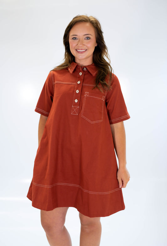 The Harvest Dress in Rust