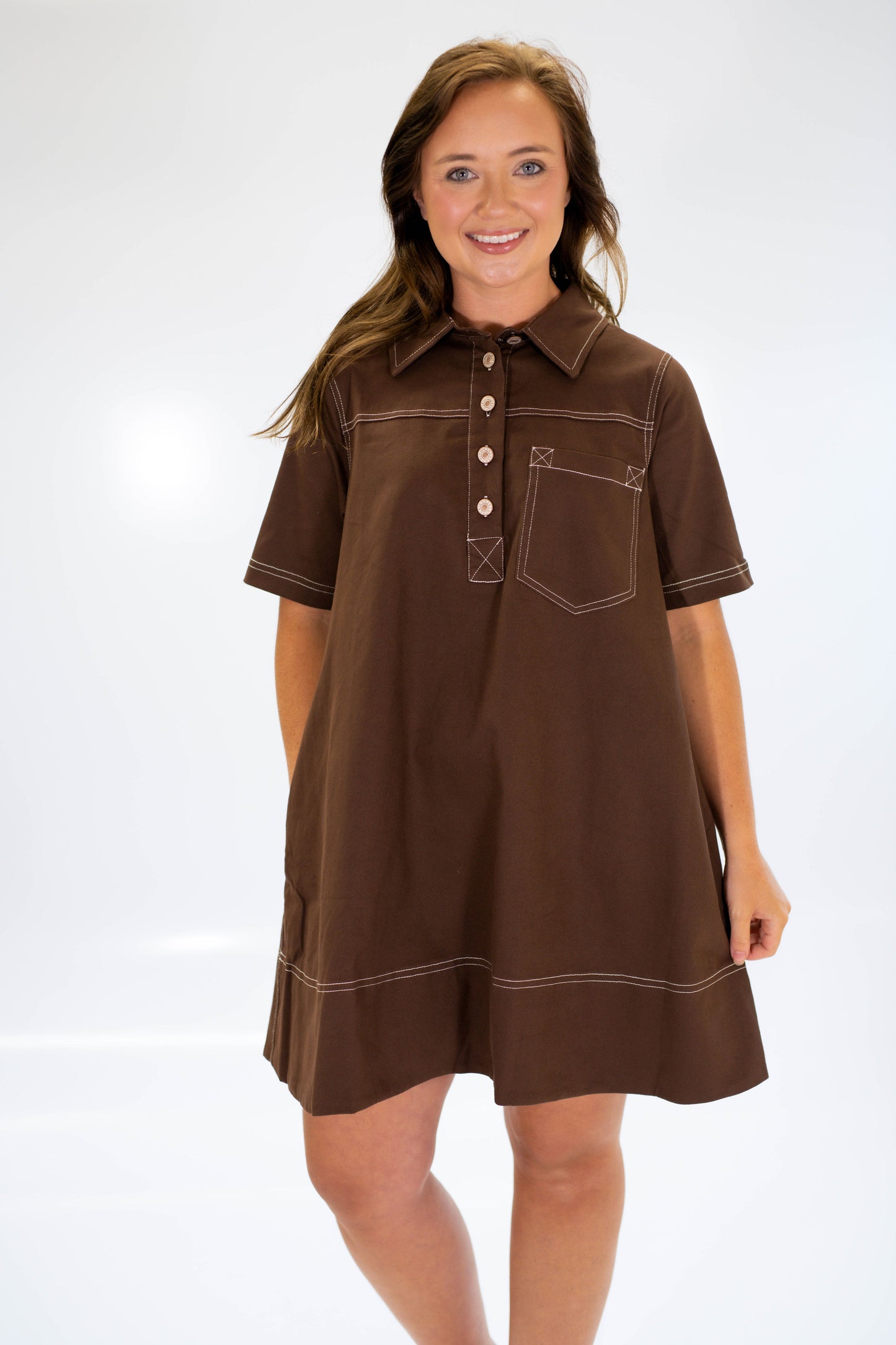 The Harvest Dress in Brown