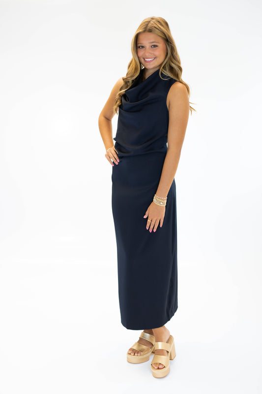 The Navy Draped Maxi