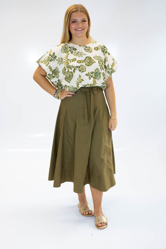 The Olive Grove Midi Skirt