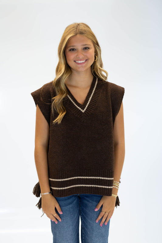 The Ivy Lane Sweater Vest- Brown