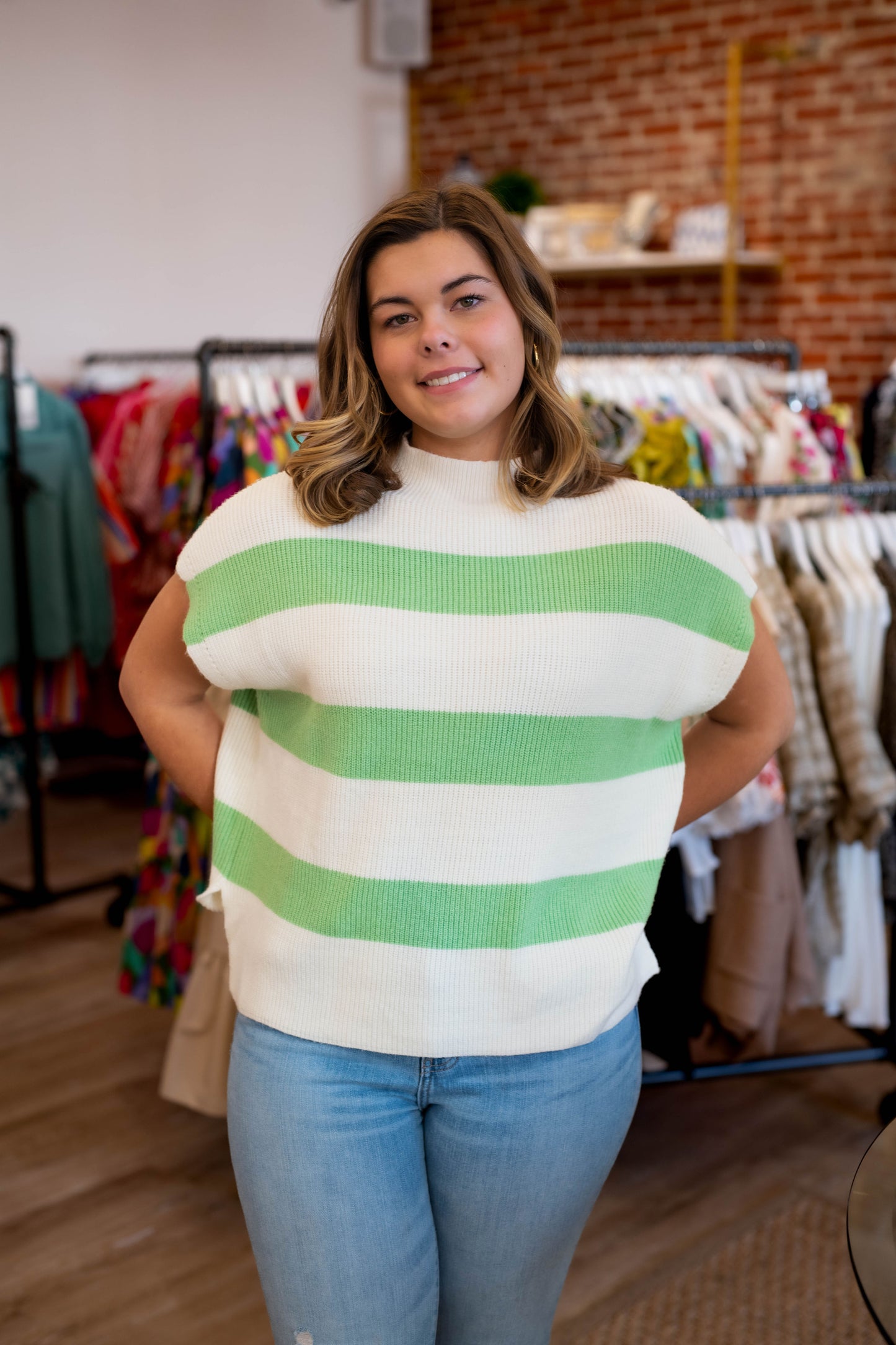 The Leah Knit Top in Green