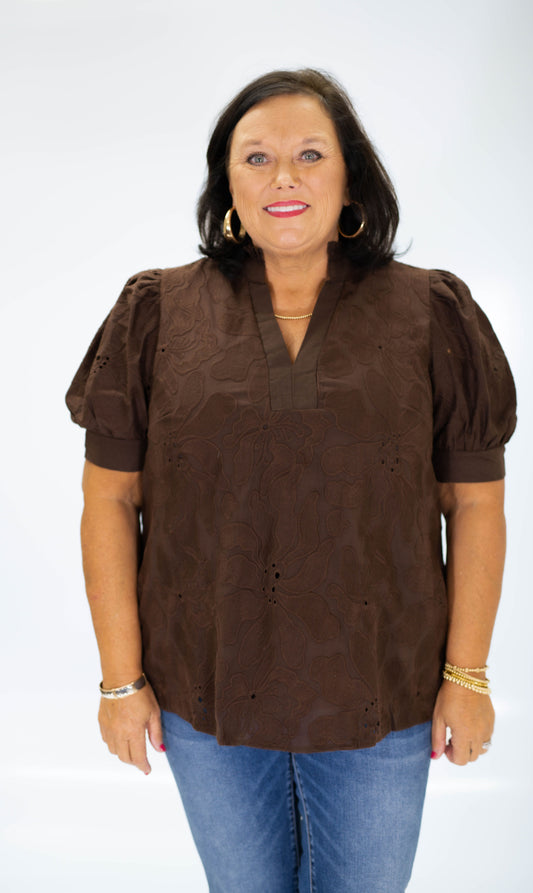 The Mocha Petal Blouse-Curvy