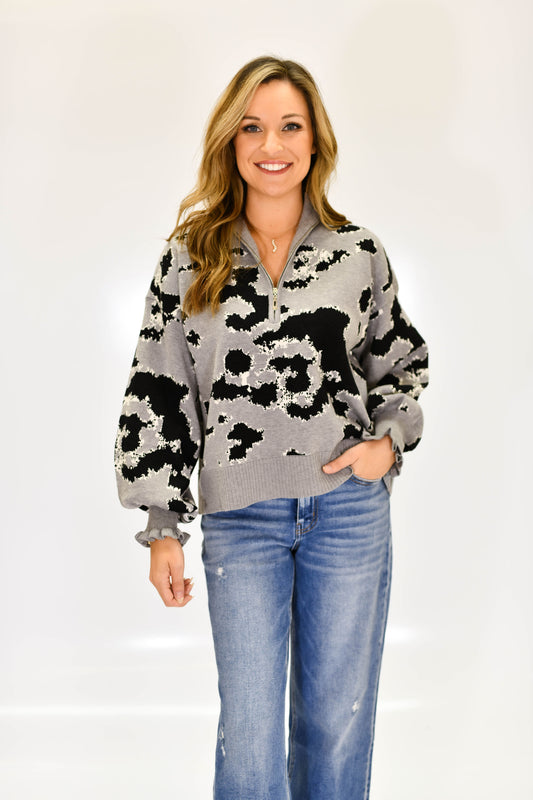 The Wild Streak Half-Zip Sweater- Grey