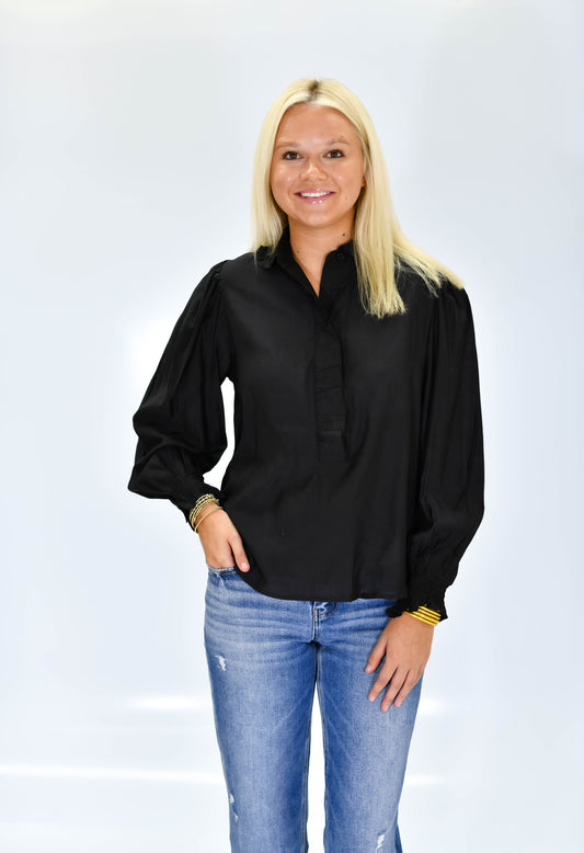 The Ruffle Neck Blouse in Black