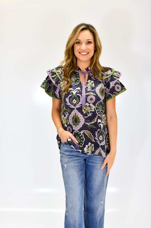 Petal Mirage Ruffle Top