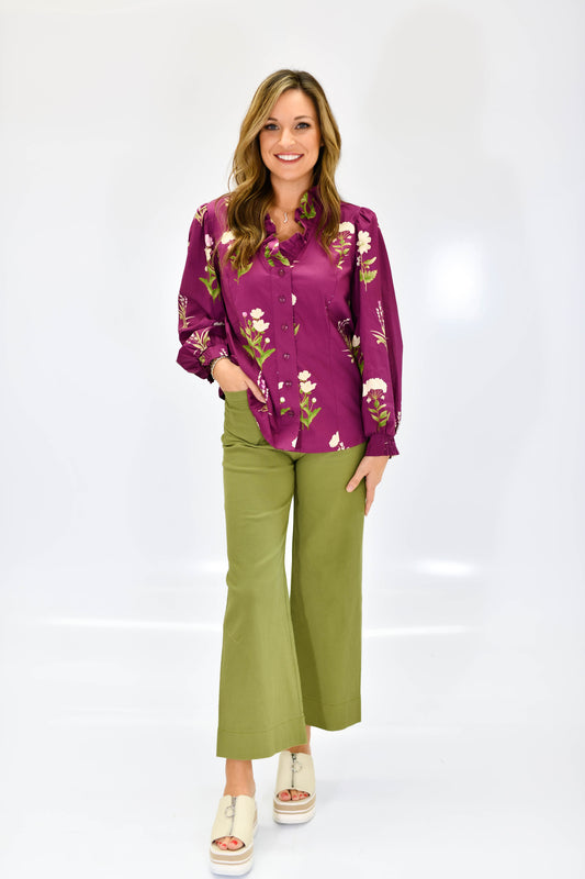 The Misty Wide Leg Pants- Olive