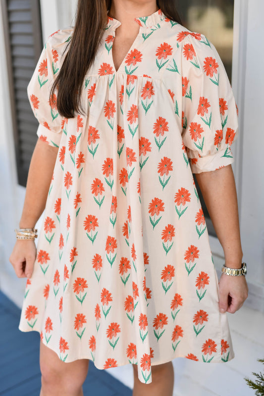 The Clanton Floral Dress in Ivory