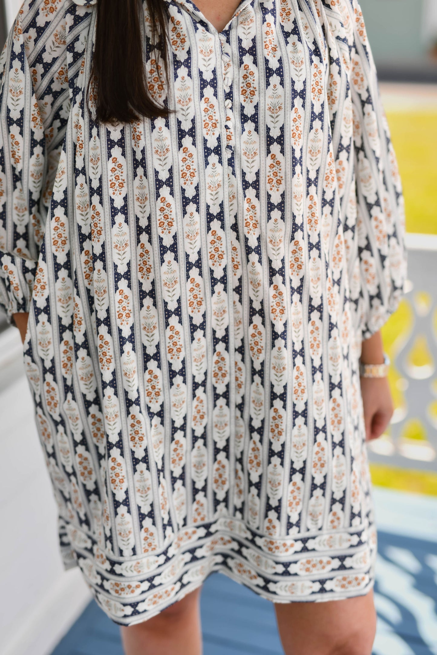 The Malli Vintage Floral Dress in Navy