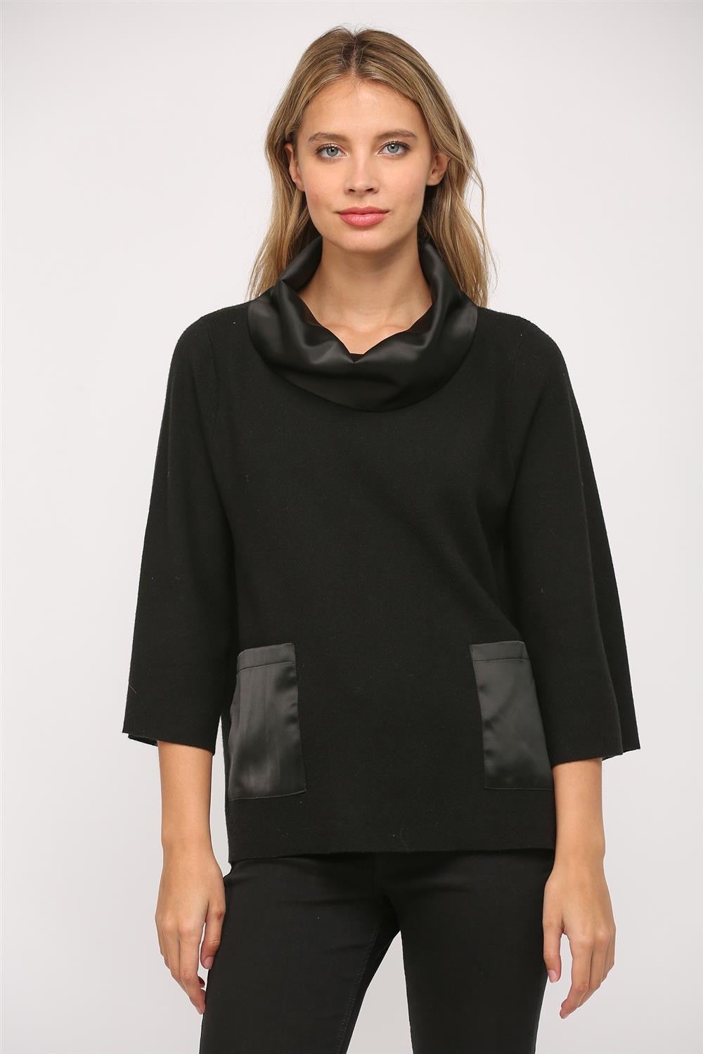 The Frances Contrast Sweater in Black