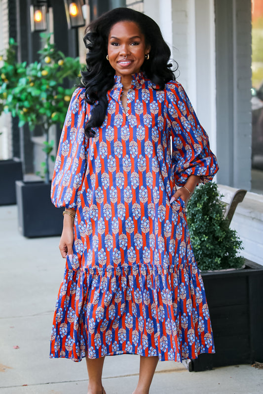 The Country Roads Dress in Navy Mix