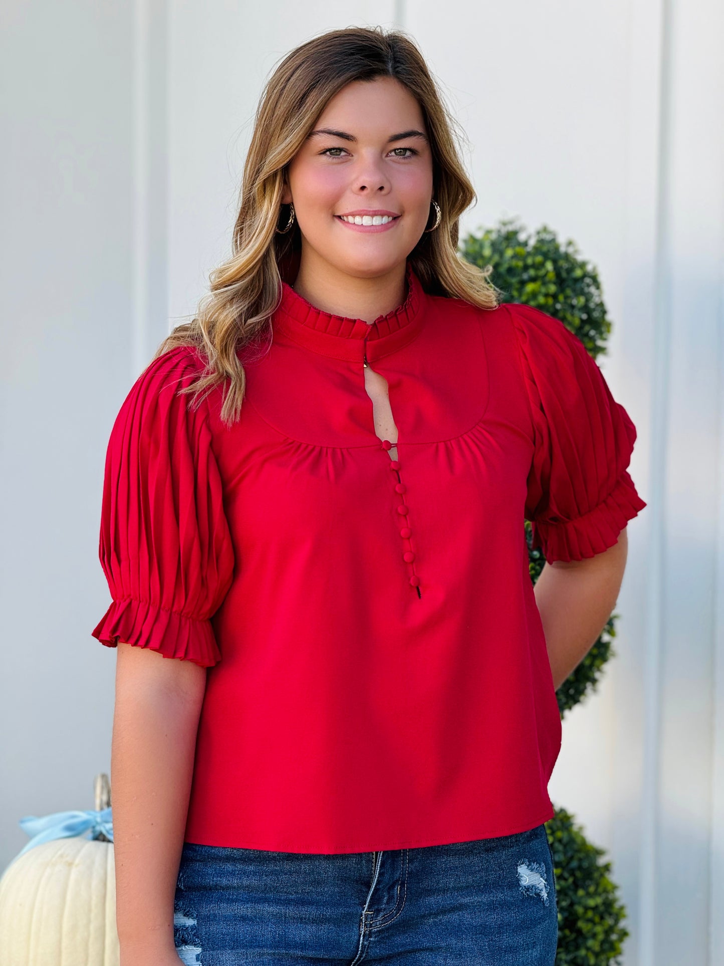 The Chloe Blouse in Crimson