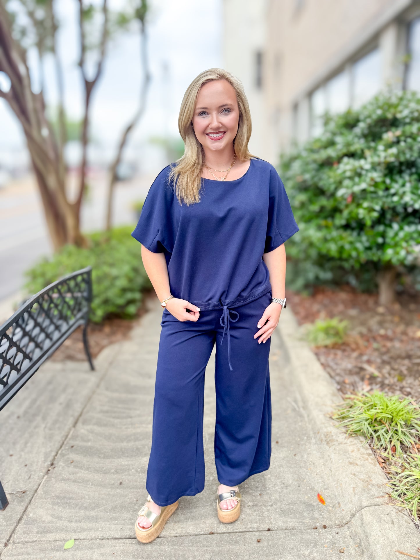 Midnight Ease Wide-Leg Set in Navy