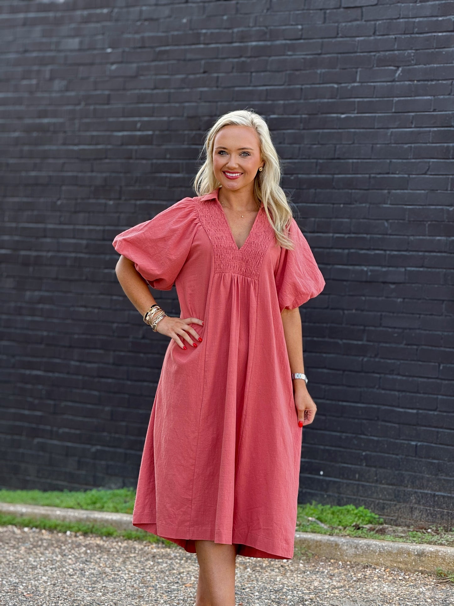 The Tiffany Midi Dress in Rose