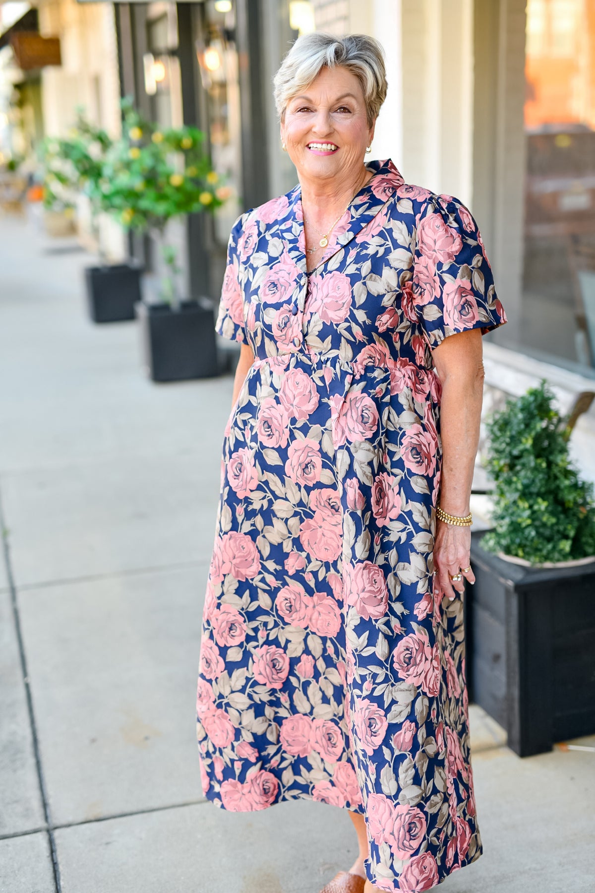 The Everlasting Rose Dress in Navy