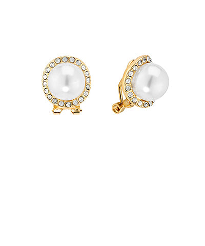 Pave Pearl Clip-On Earrings