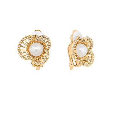 Flower Filigree Clip Earrings