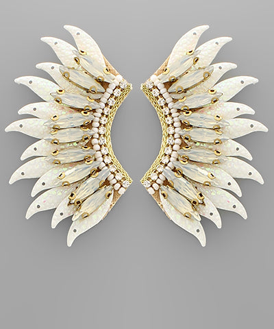 The Terri Wing Earrings in White