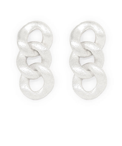 Triple Chain Earrings in White