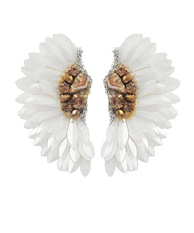 Sequin Fan Earrings-White