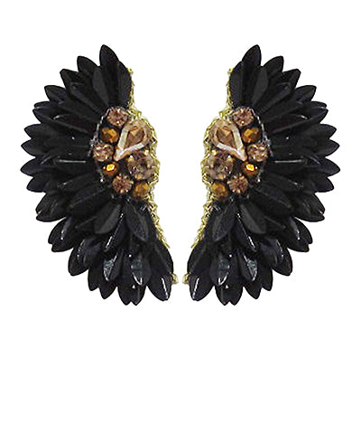 Sequin Fan Earrings-Black
