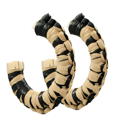 Two-tone Raffia Hoops-Black