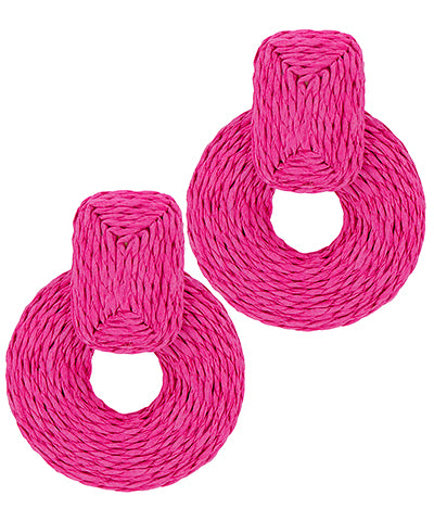 Raffia Summer Earrings-Pink