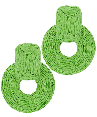 Raffia Summer Earrings-Lime