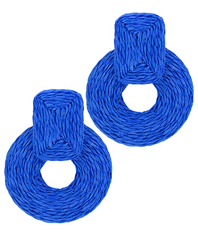 Raffia Summer Earrings-Royal