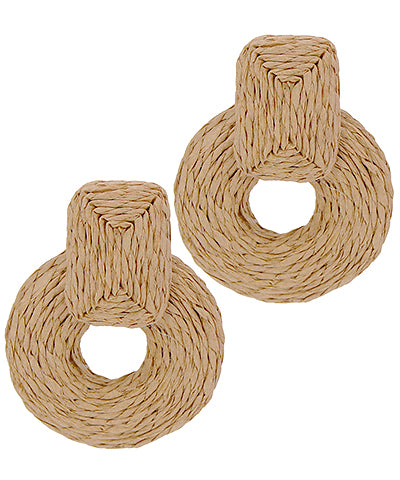 Raffia Summer Earrings-Taupe