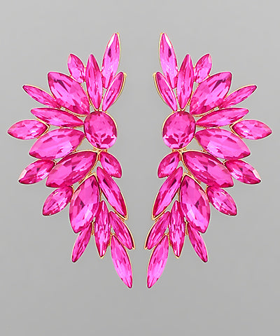 Marquise Wing Earrings in Fuchsia