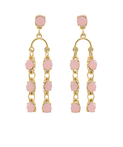 Arch Glass Drop Earrings-Pink
