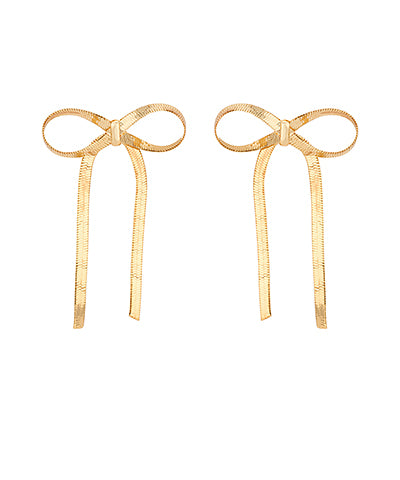 Herringbone Chain Bow Earrings