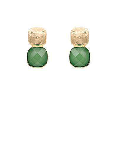 Textured Metal Earrings- Green