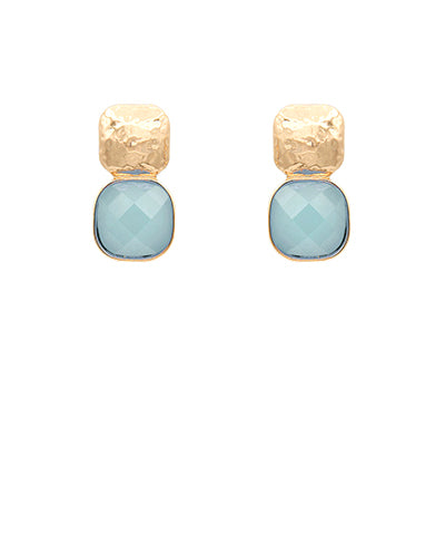 Textured Metal Earrings- Blue