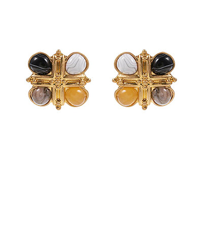 Vintage Studded Earrings- Howlite