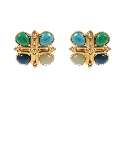 Vintage Studded Earrings- Turquoise