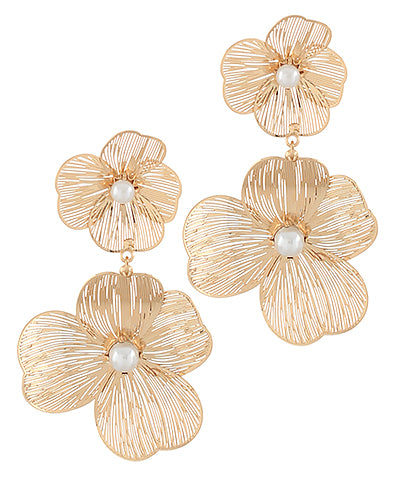 Double Floral Earring in Gold