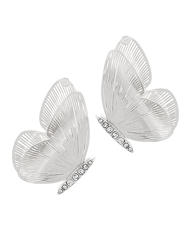 Butterfly Filigree Earrings-Silver