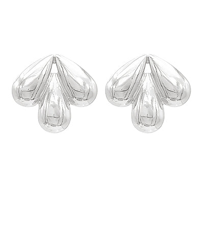 Puffy Triple Teardrop Earrings-Silver