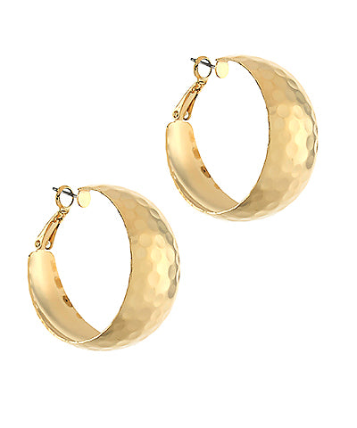 Hammered Metal Hoops-Gold