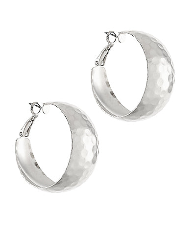 Hammered Metal Hoops-Silver