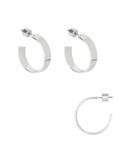 25mm Flat Metal Hoops-Silver
