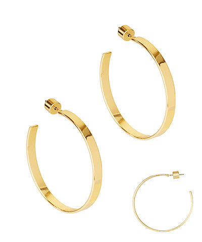 40mm Flat Metal Hoops-Gold